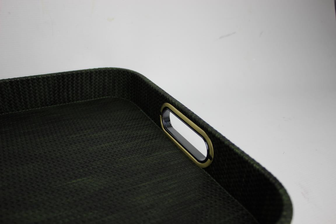 Signature tray with handles faux leather reptile