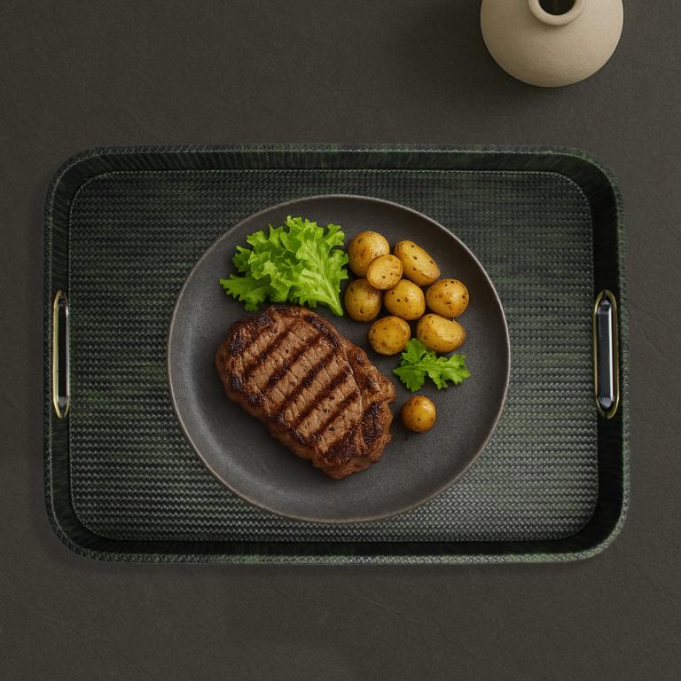 Signature tray with handles faux leather reptile