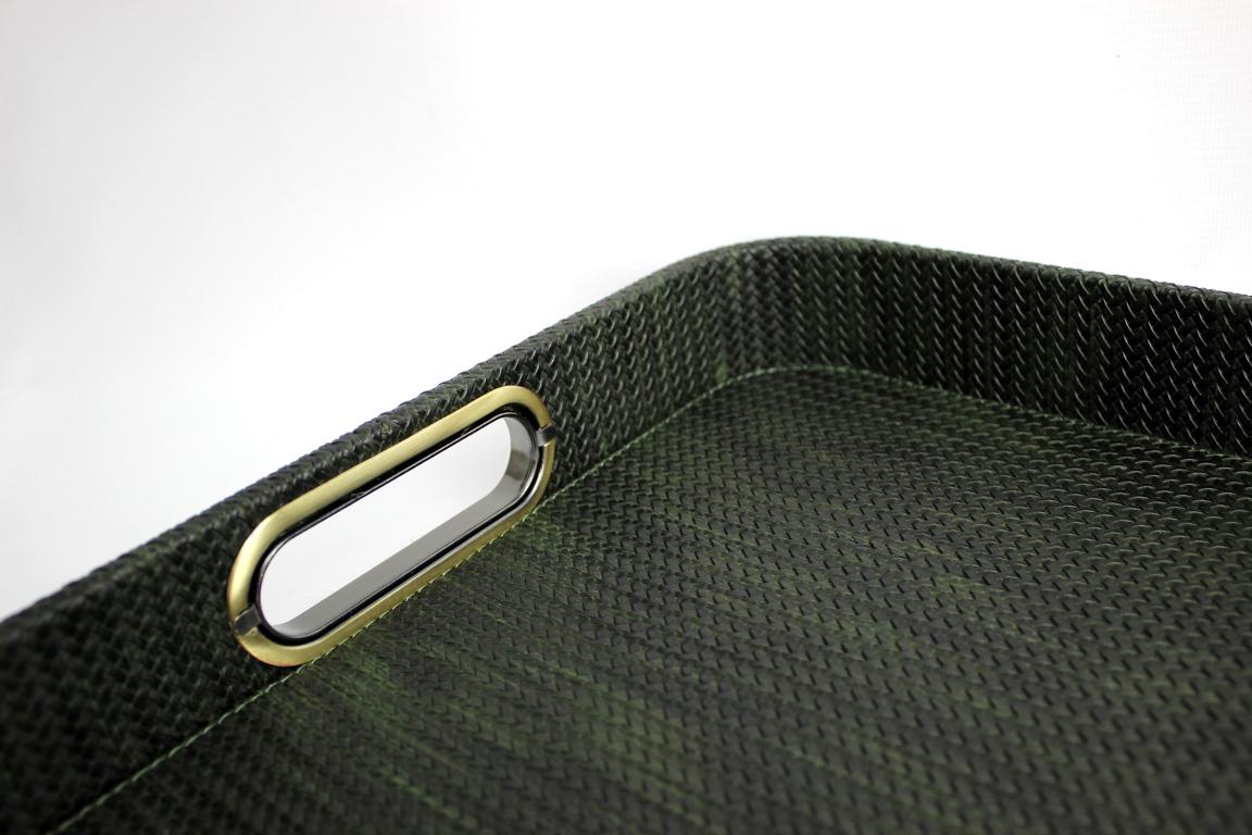 Signature tray with handles faux leather reptile