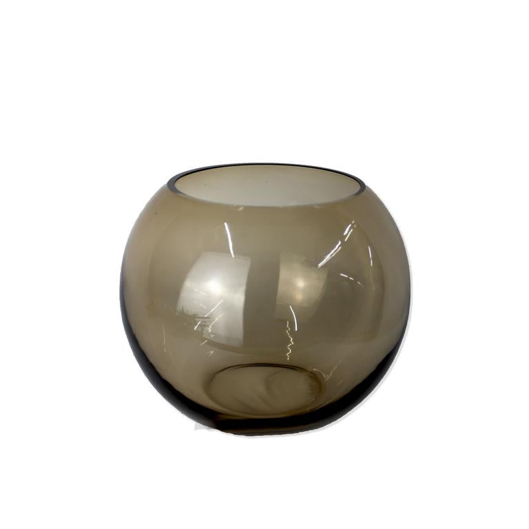 Rundliche Vase in taupe Farbton mit glänzender Oberfläche