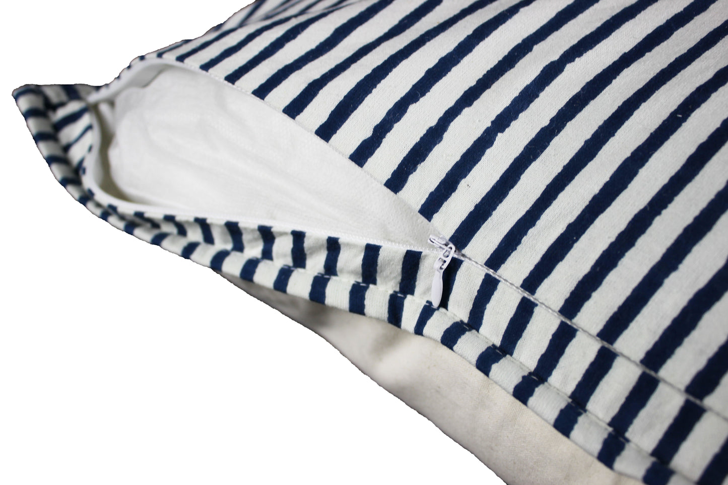 gestreiftes Kissen Baumwolle mit Reißverschluss blau weiß