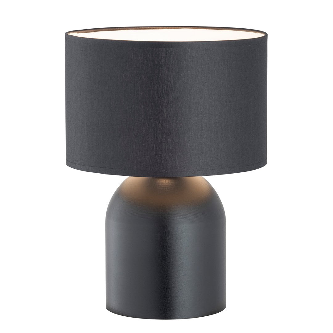 Tischlampe Metall schwarz Stoffschirm