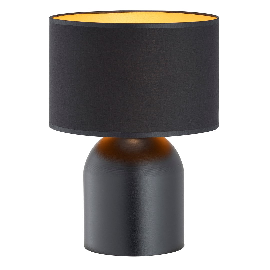 Tischlampe rund Metall schwarz gold Lampe