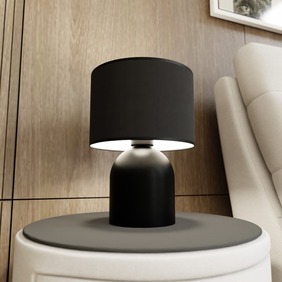 Tischlampe Metall schwarz Stoffschirm
