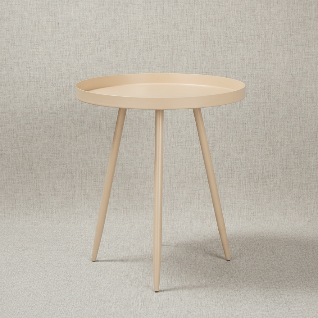 Beistelltisch beige Metall 38 cm mit Rand
