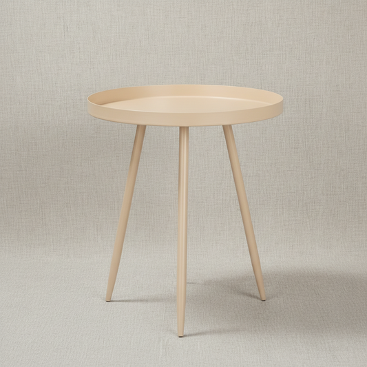 Beistelltisch beige Metall 38 cm mit Rand