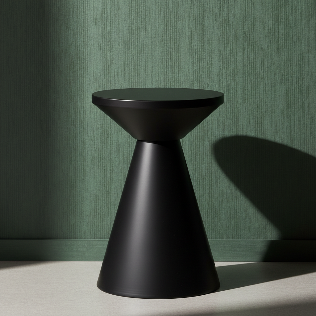 Beistelltisch schwarz rund Metall konisch