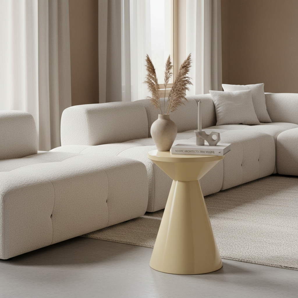 Beistelltisch rund Metall beige konische Form