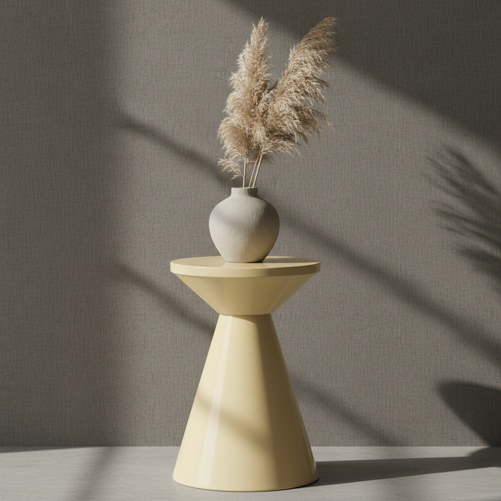 Beistelltisch rund Metall beige konische Form