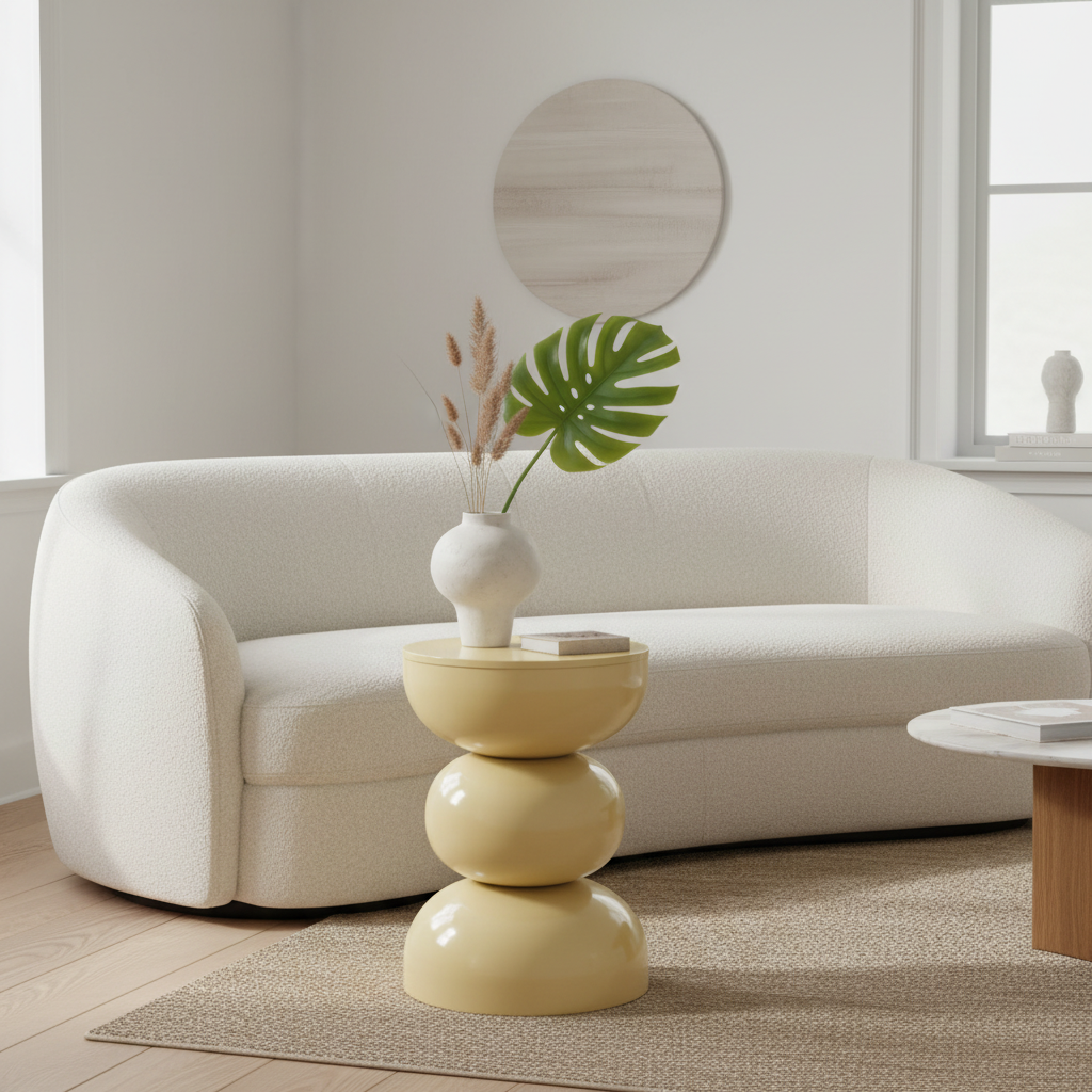 Beistelltisch beige rund 46 cm Kugelform