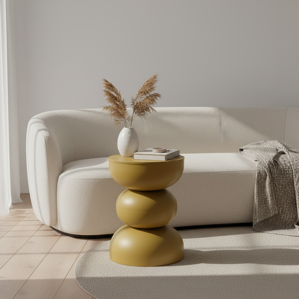 Beistelltisch rund gelb skulpturales Design