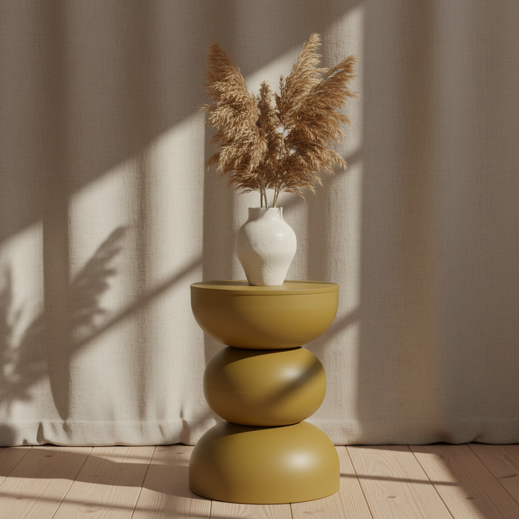 Beistelltisch rund gelb skulpturales Design