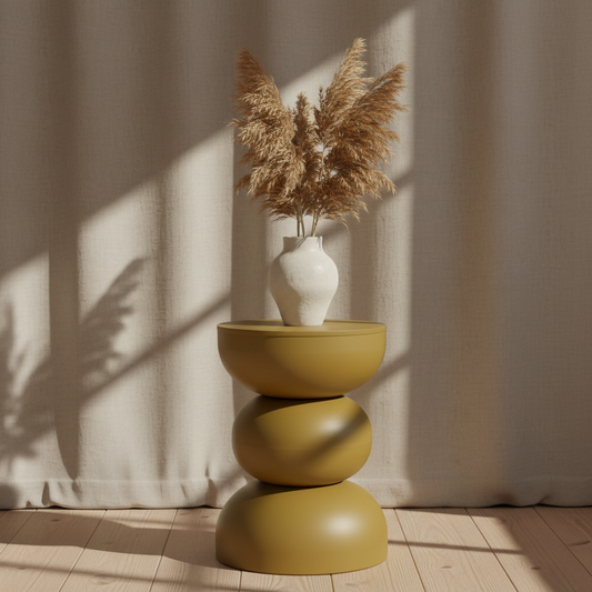 Beistelltisch rund gelb skulpturales Design