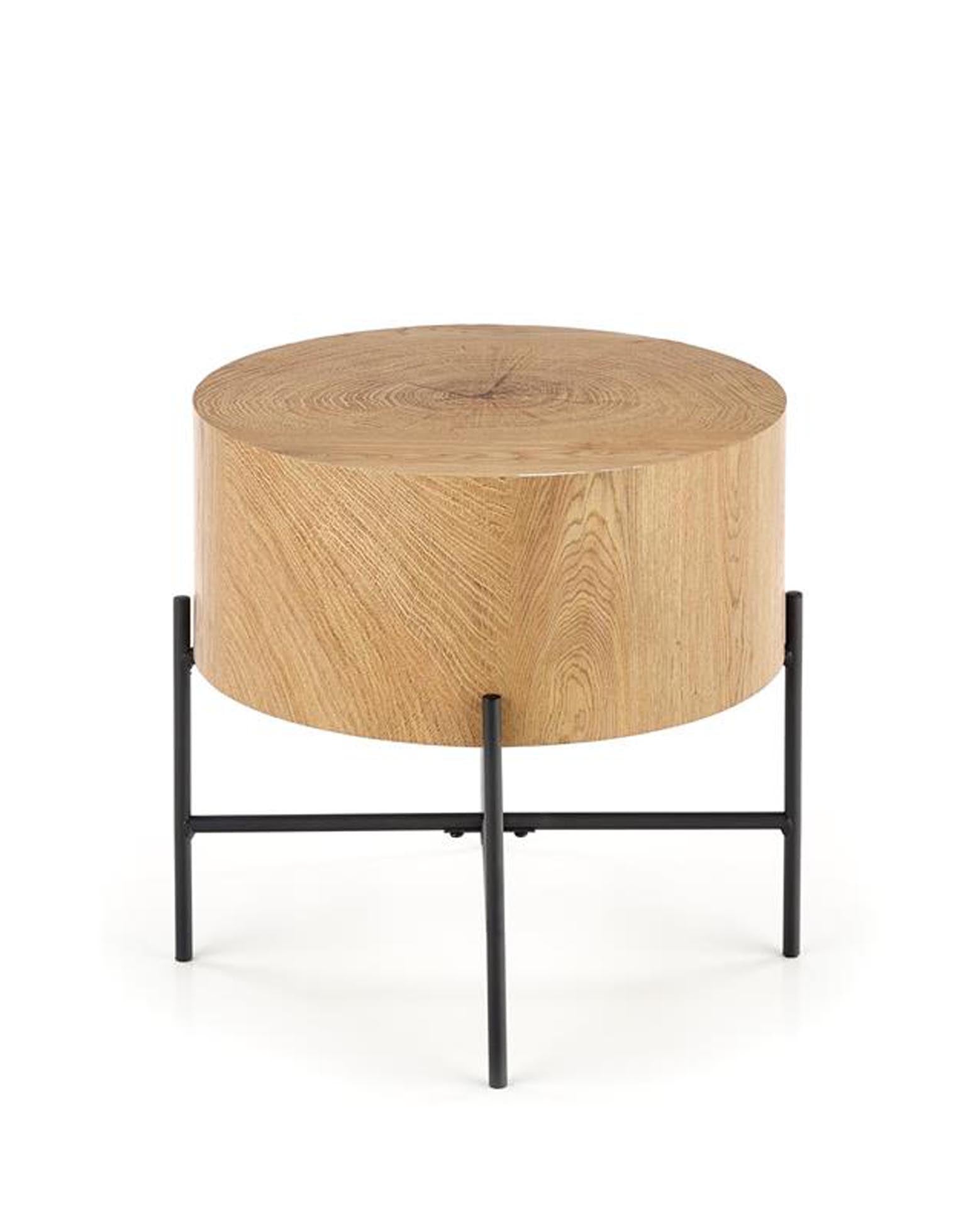 Tischchen mit Holzblock als Tischplatte