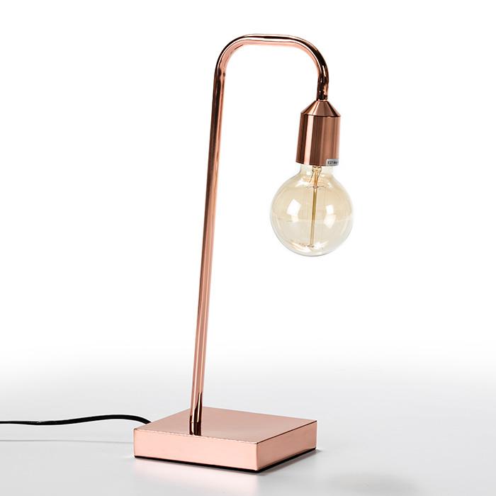 Schreibtischlampe aus Kupfer in Farbe rosé mit 1 Glühbirne