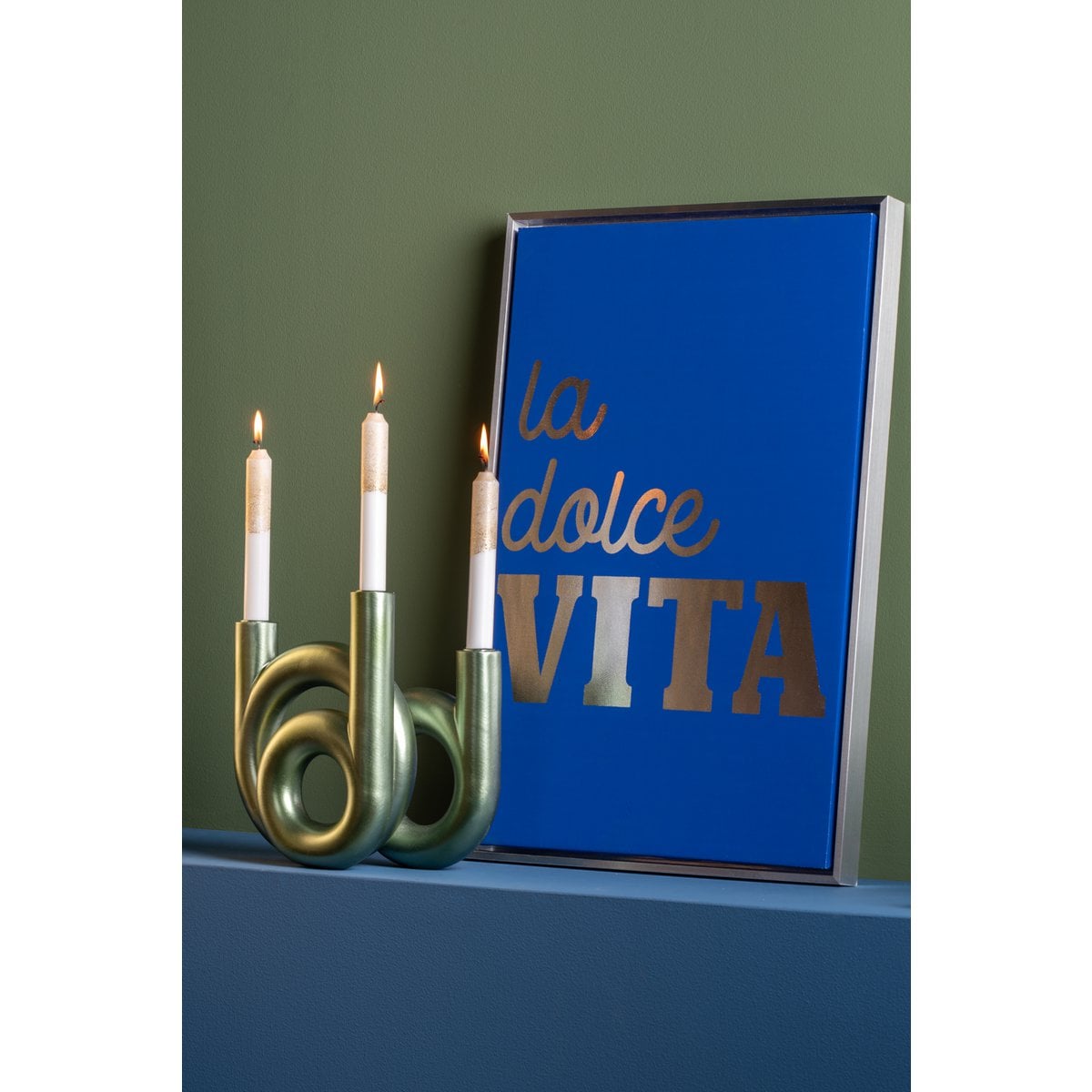La Dolce Vita Wandbild Blau 60 cm – Leinwand mit Silberfolie von Present Time
