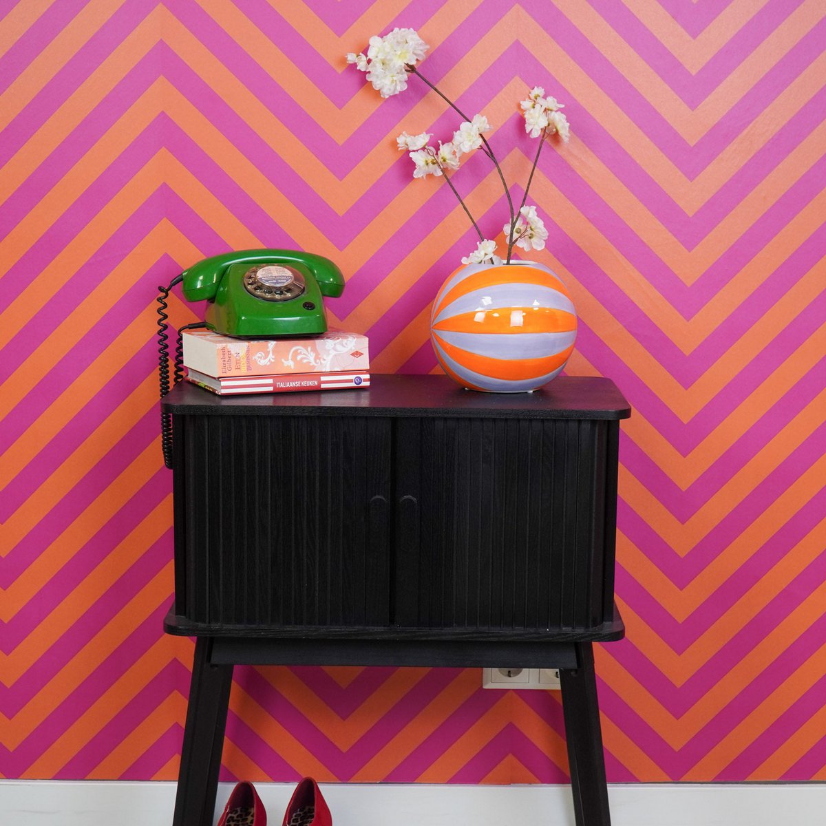 Kugelvase Keramik Orange Lila bunt 20x20x17 cm