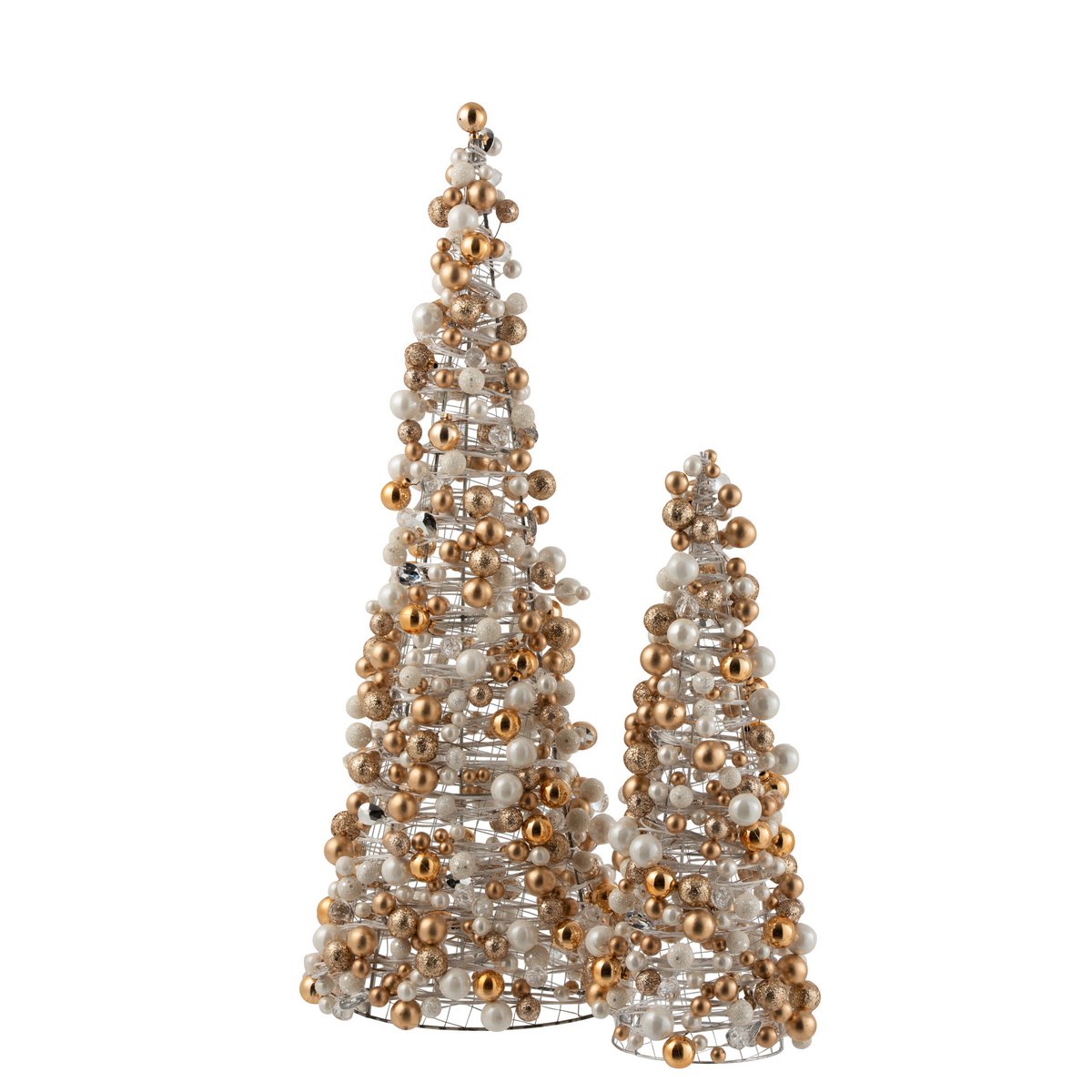 J-Line Deko Weihnachtsbaum – Kunststoff – Ecru/Gold – groß