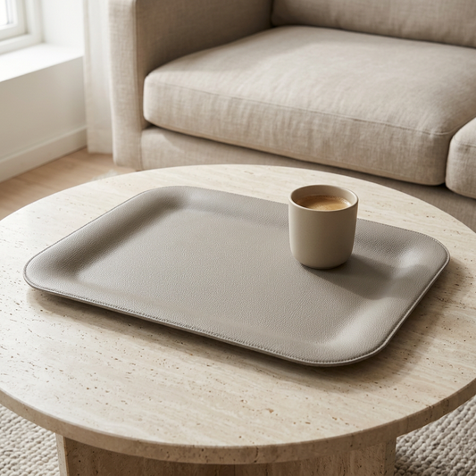 Atmosphärenbild AP-179-OP1 mit Kaffeetasse auf einem Travertin-Couchtisch