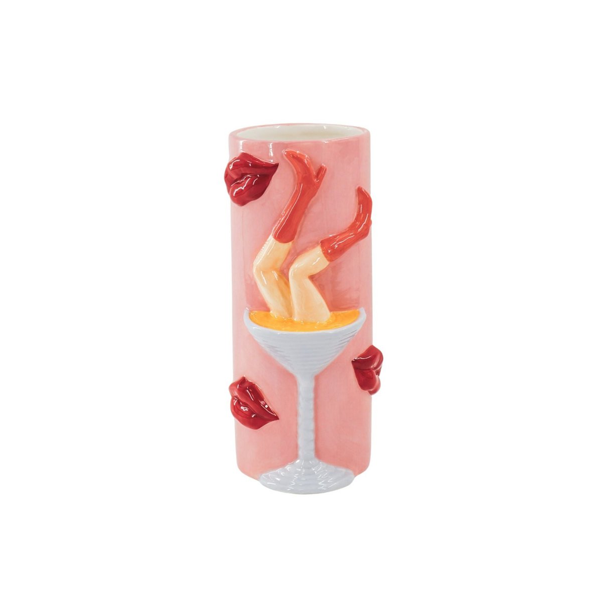 Vase à fleurs, vase à cocktail en céramique, rose/rouge, 28 cm