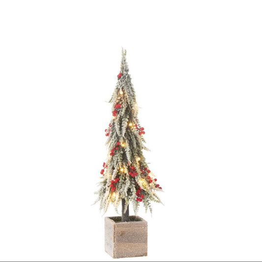 J-Line Weihnachtsbaum+LED Kunststoff Schnee Grün/Rot Medium