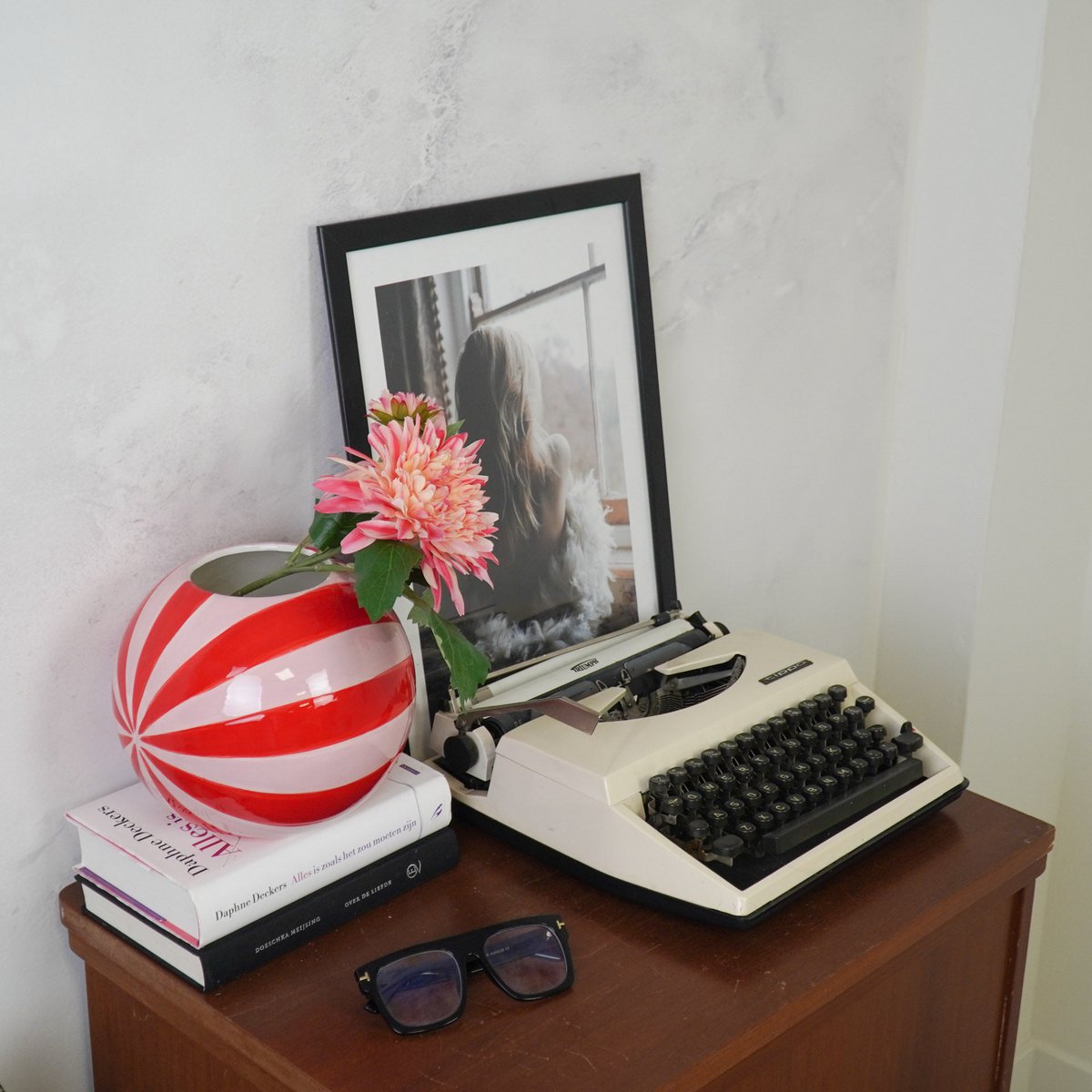 Kugelvase Keramik rosa rot 20x20x17 cm – Retromuster