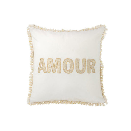 J-Line Kissen Amour Textil Weiß/Gold 45cm