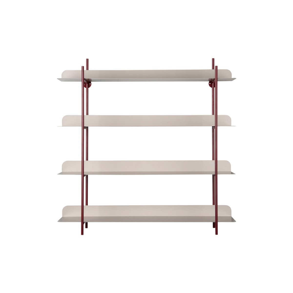 Wandregal beige rot Metall 4 Ebenen modern 60x60 cm Regal Küche Wohnzimmer