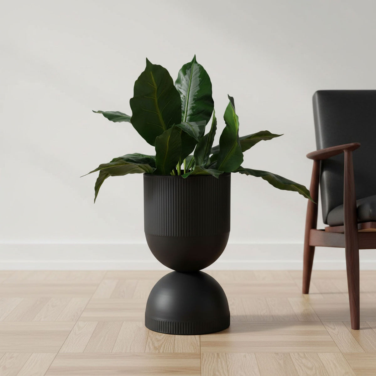 Blumentopf Tonar Groß Schwarz 45 cm – Pflanztopf aus Eisen