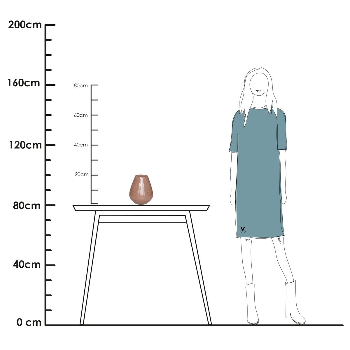 Tischvase Glasvase rosa 20 cm bauchig