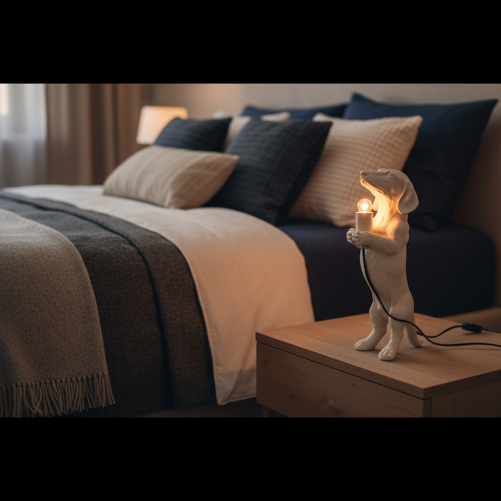 Dachshund Lamp Sand - Bedroom with Cable