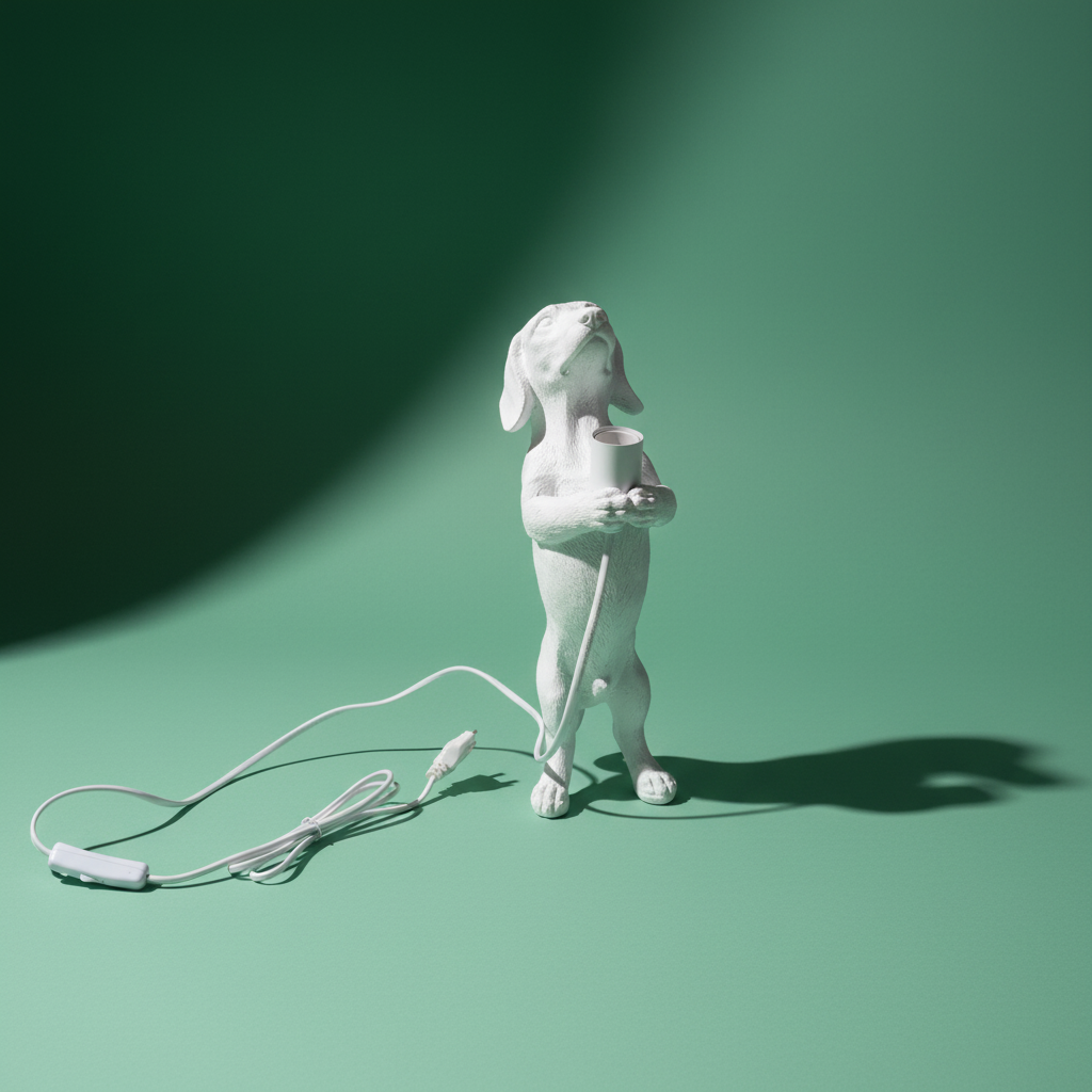 Dachshund Lamp White - Mint Background Close-up