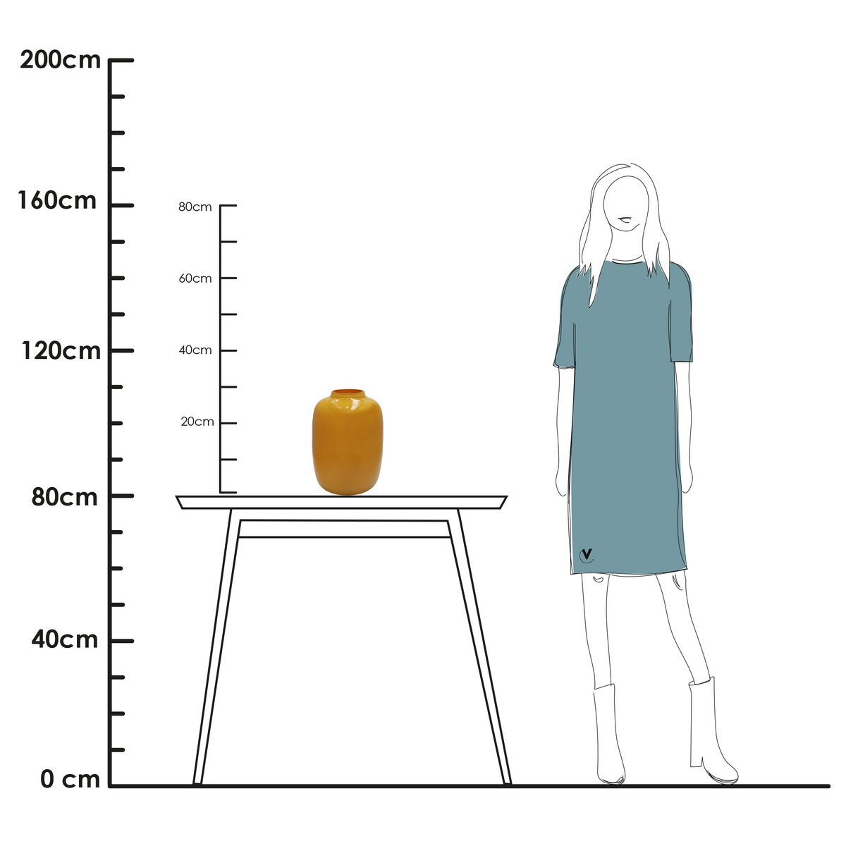 Tischvase Glasvase breit 29 cm für Blumen gelb