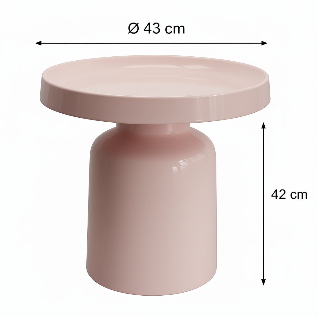 Metalltisch mit 43 cm Durchmesser und in 42 cm Höhe