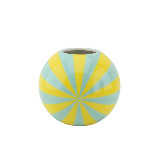 Tischvase Kugelvase Keramik gelb grün bunt 20x20x17 cm