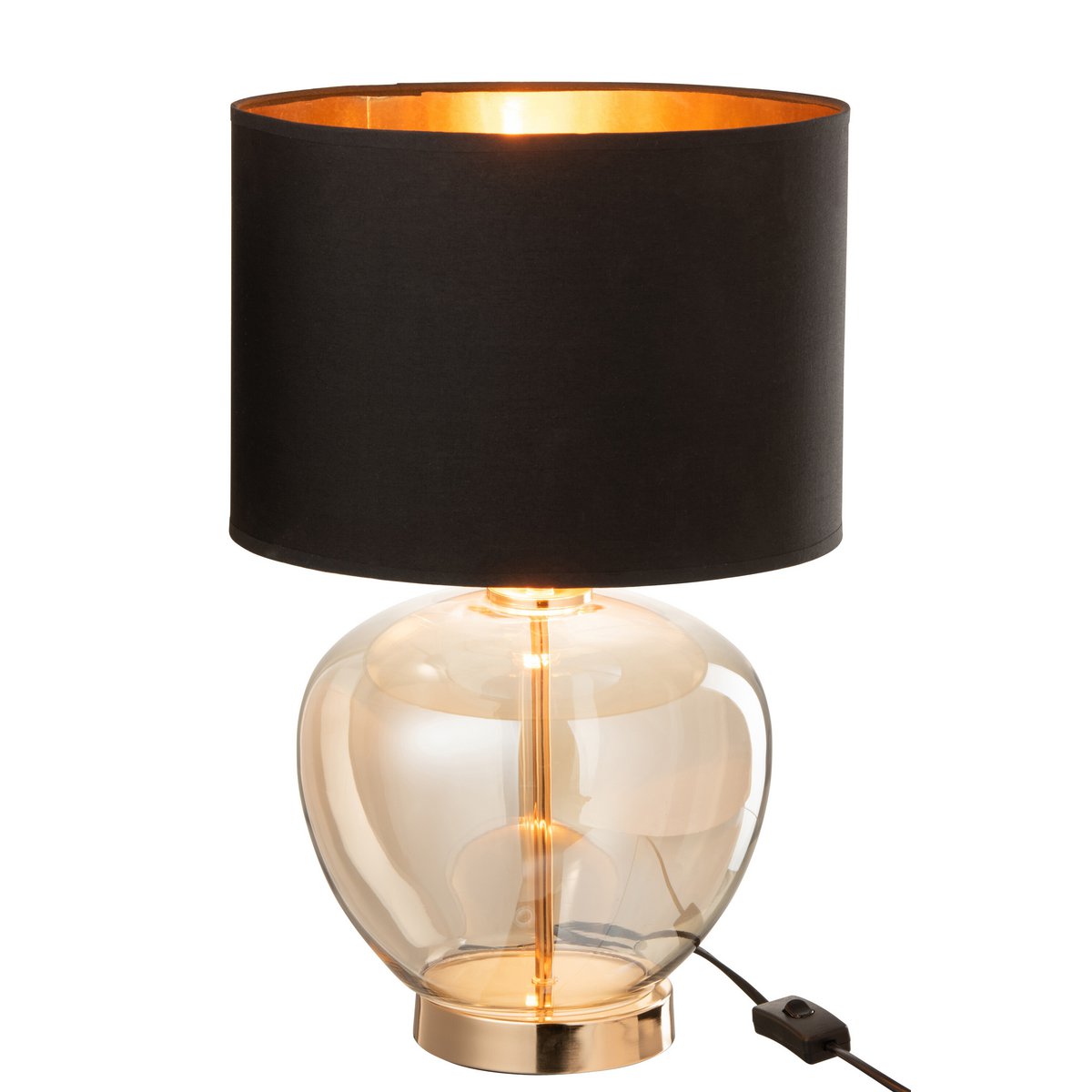 Lampe J-Line verre transparent/textile or/noir