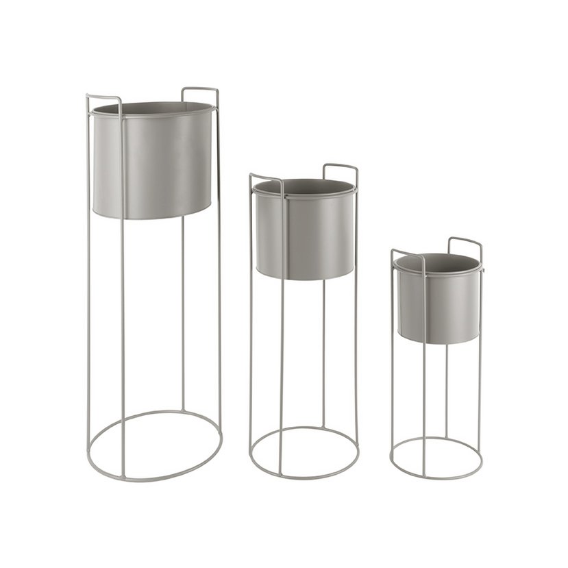 Pflanzentopf-Dreierset Grau 80 cm – runde Pflanzgefäße aus Eisen