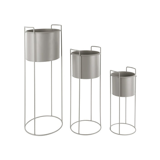 Pflanzentopf-Dreierset Grau 80 cm – runde Pflanzgefäße aus Eisen