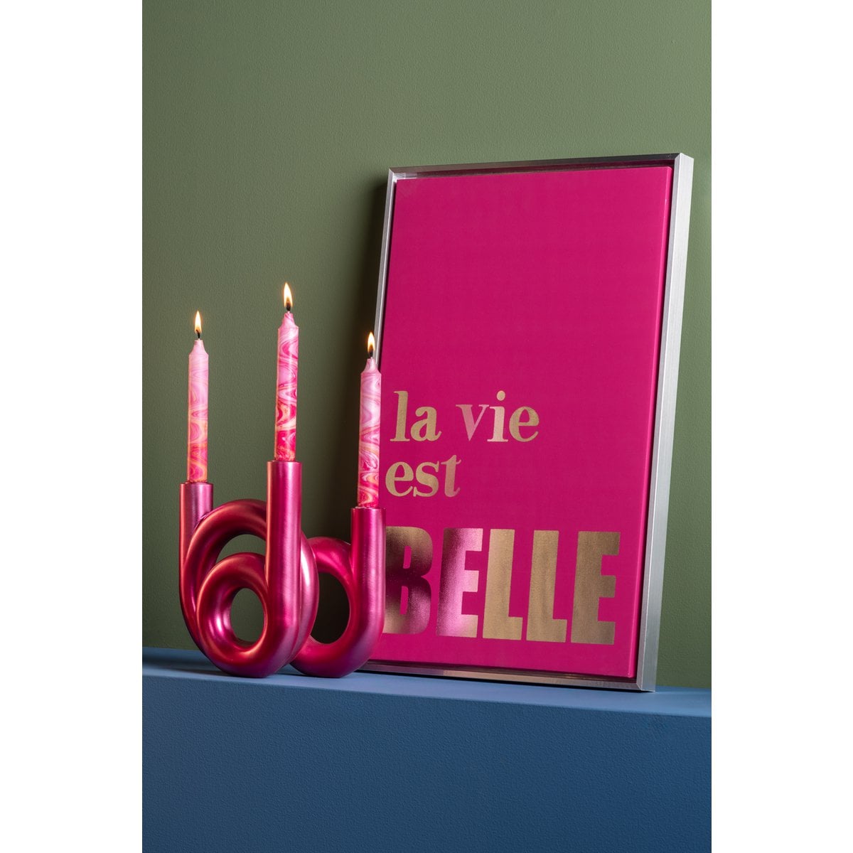 La Vie Est Belle Wandbild Rosa 60 cm – Life Is Beautiful Leinwand