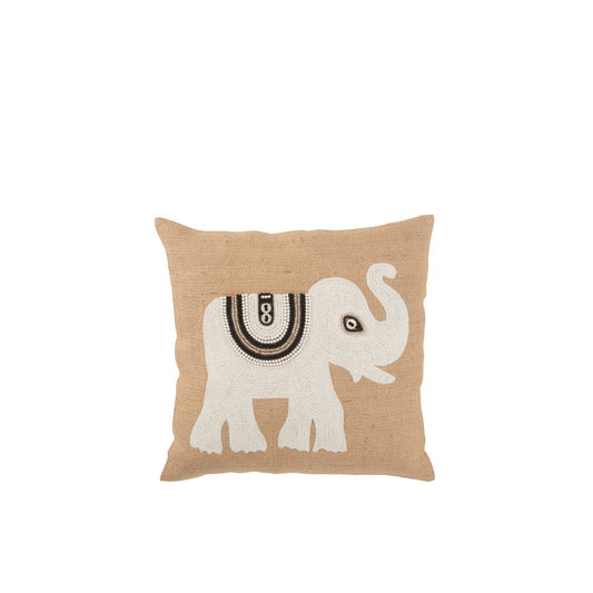 J-Line coussin éléphant - textile - naturel/blanc - petit