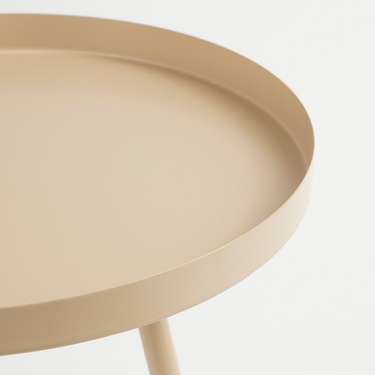 Beistelltisch beige Metall 38 cm mit Rand