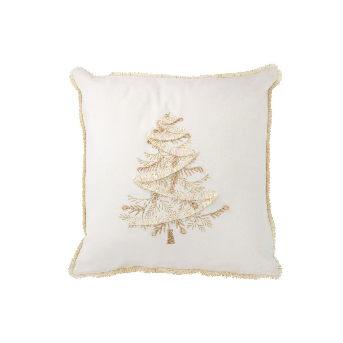 J-Line Kissen Baum Textil Weiß/Gold 45 cm