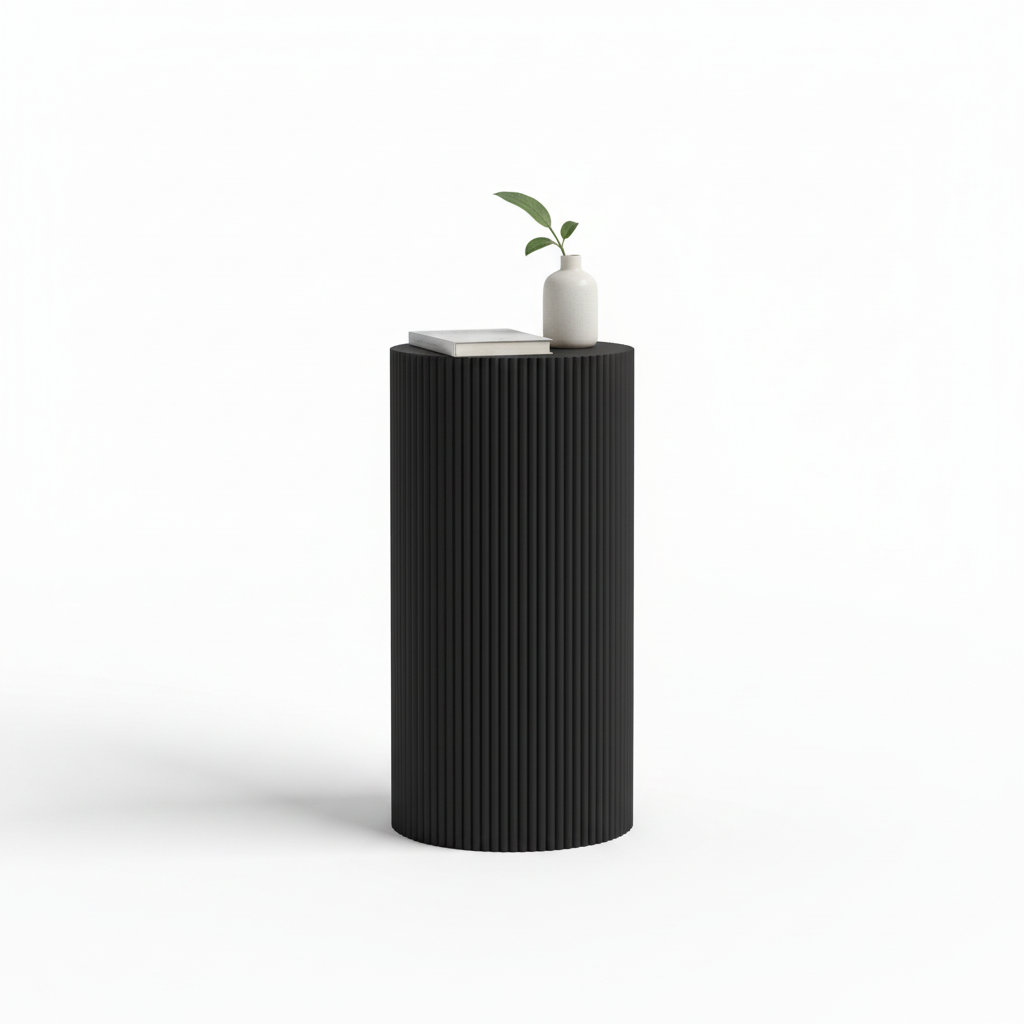 Fluted Pedestal Cylinder - Black Correct Form