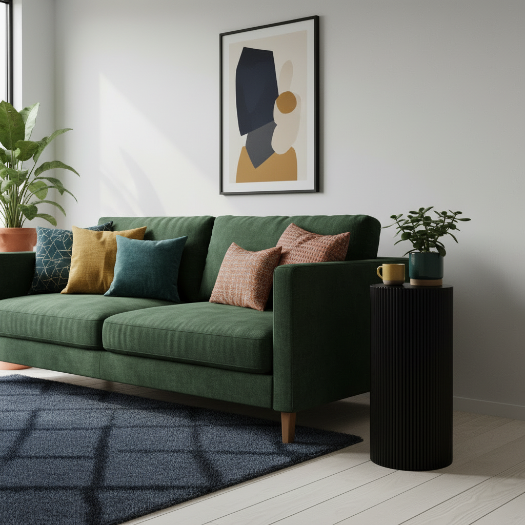 Fluted Pedestal Side Table - Black Colorful Interior