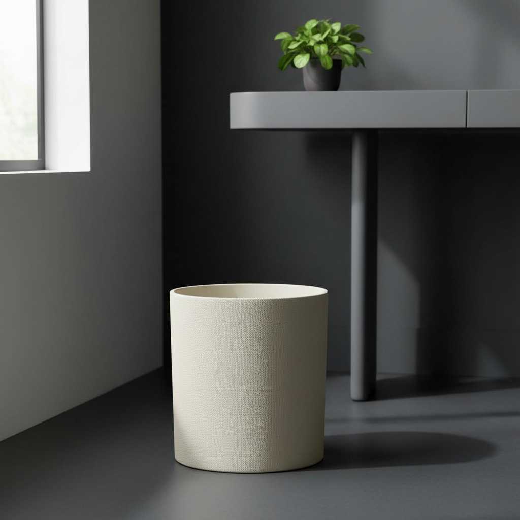 Papierkorb Rochenoptik creme glatter oberer Rand