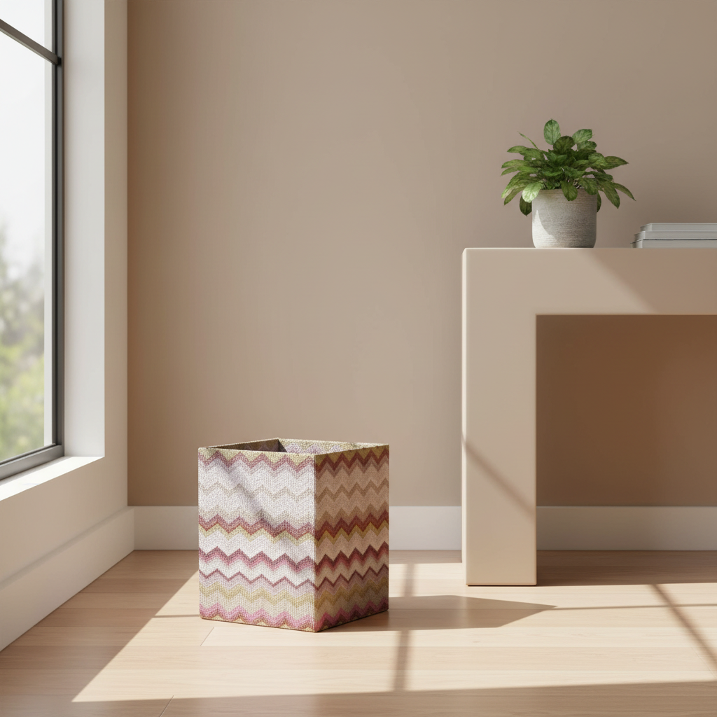 Papierkorb Zickzack rosa näher Produktpräsentation