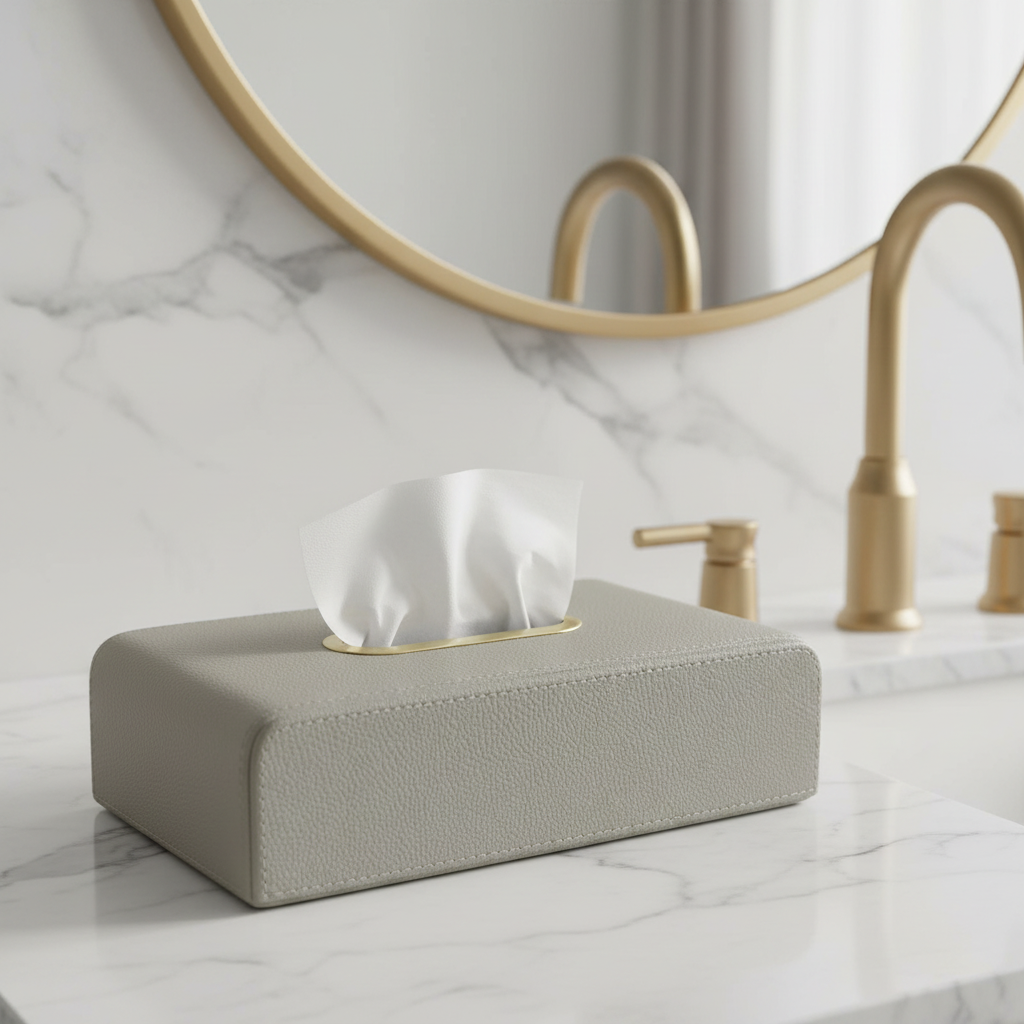 Signature Taschentücherbox mit sichtbarem Messingring