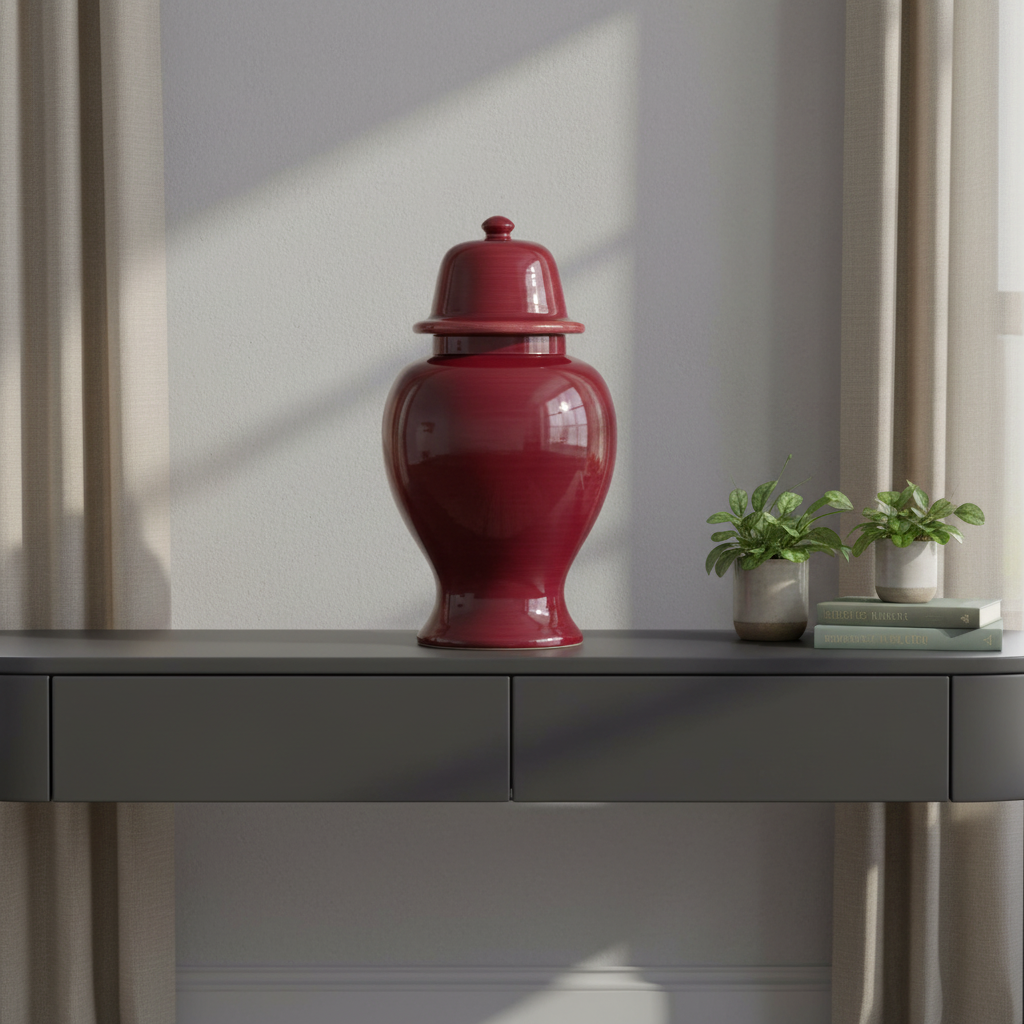 Signature Tempelvase rot mit hellgrauer Wand