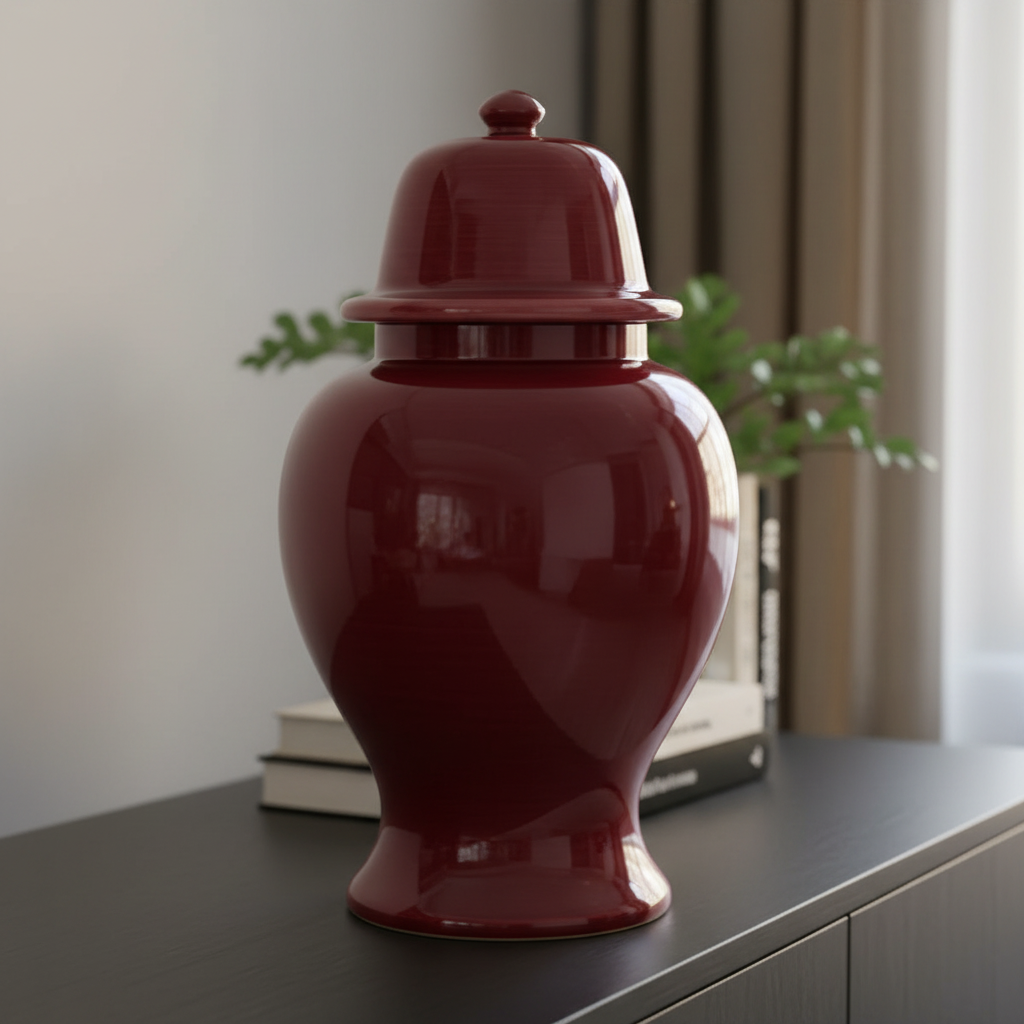 Signature Tempelvase rot Nahaufnahme