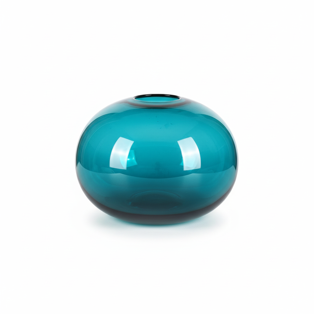Türkise Glasvase auf weißem Hintergrund